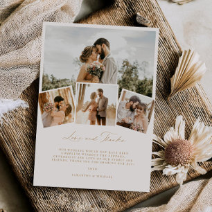 Tarjeta de agradecimiento de boda Minimal Love & T