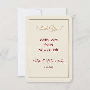 Tarjeta de agradecimiento de boda minimalista.