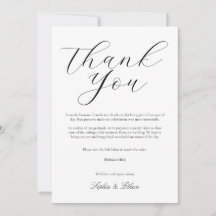 Tarjeta de agradecimiento de boda minimalista