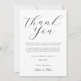 Tarjeta de agradecimiento de boda minimalista