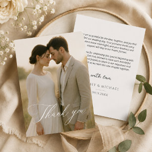 Tarjeta de agradecimiento de boda minimalista