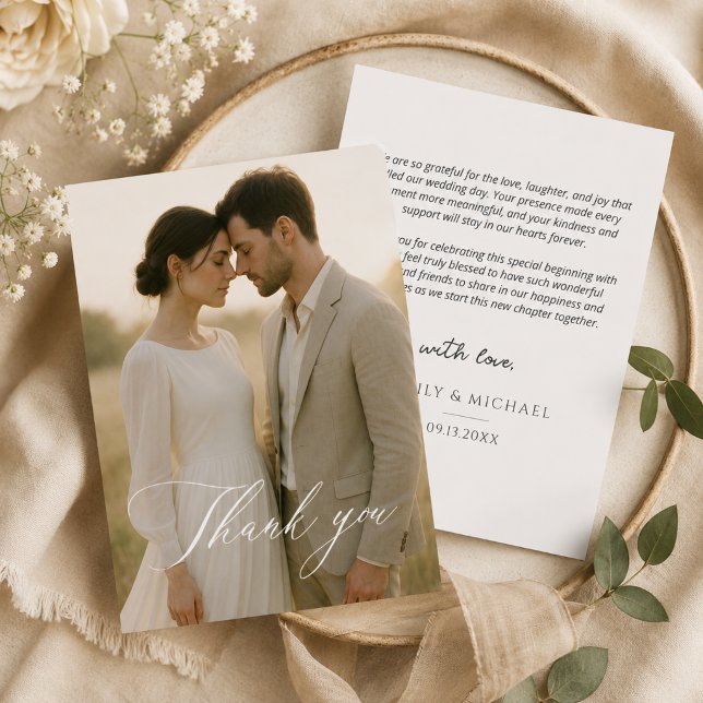 Tarjeta de agradecimiento de boda minimalista (Subido por el creador)