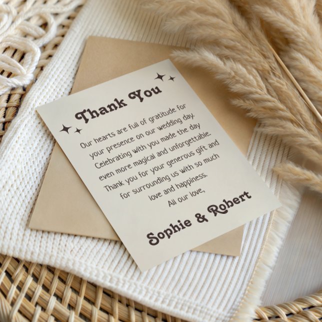 Tarjeta de agradecimiento de boda minimalista boho (Subido por el creador)