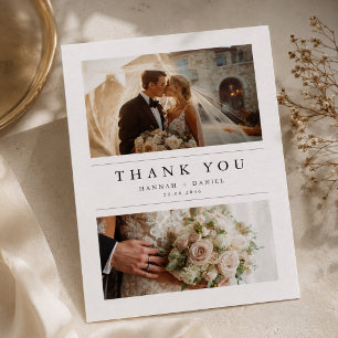 Tarjeta de agradecimiento de boda minimalista chic