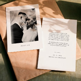 Tarjeta de agradecimiento de boda minimalista clás