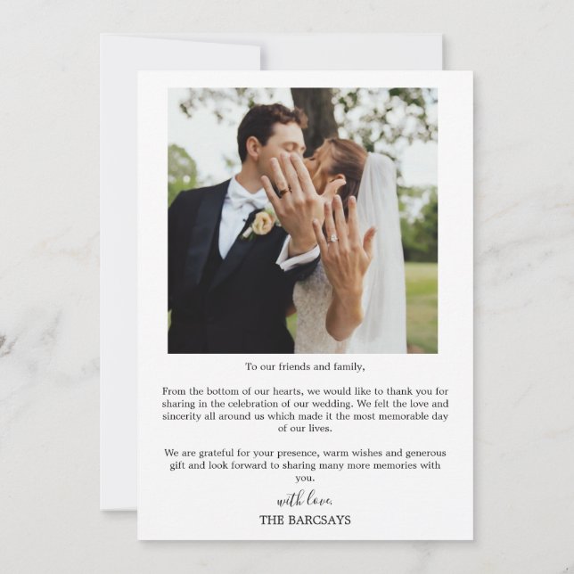 Tarjeta de agradecimiento de boda minimalista | Co (Reverso)