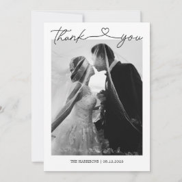 Tarjeta de agradecimiento de Boda minimalista con