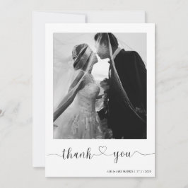 Tarjeta de agradecimiento de Boda minimalista con