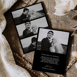 Tarjeta de agradecimiento de boda minimalista con