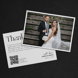 Tarjeta de agradecimiento de boda minimalista con 