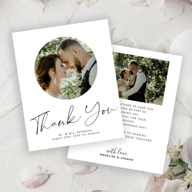 Tarjeta de agradecimiento de boda minimalista con  (Subido por el creador)