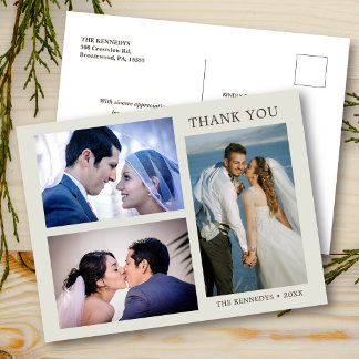 Tarjeta de agradecimiento de boda minimalista con 