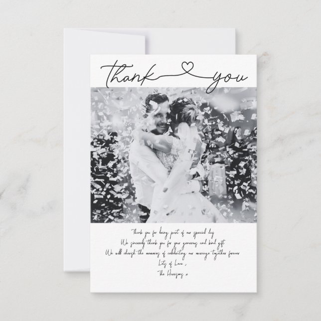 Tarjeta de agradecimiento de Boda minimalista con  (Anverso)