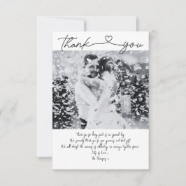 Tarjeta de agradecimiento de Boda minimalista con