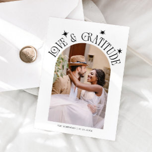 Tarjeta de agradecimiento de boda minimalista de a