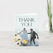 Tarjeta de agradecimiento de boda minimalista de A