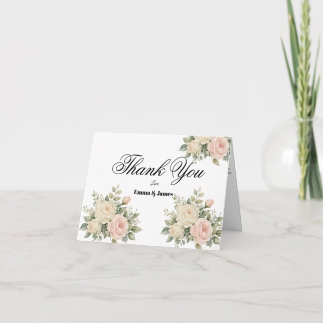 Tarjeta de agradecimiento de boda minimalista de e (Anverso)