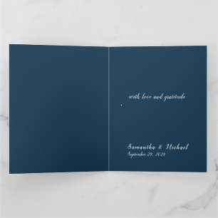 Tarjeta de agradecimiento de boda minimalista dobl