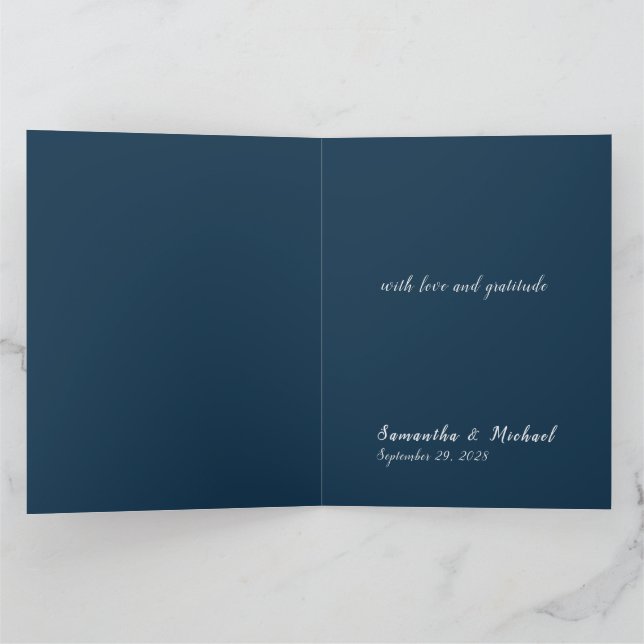 Tarjeta de agradecimiento de boda minimalista dobl (Interior)