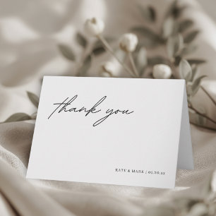 Tarjeta de agradecimiento de boda minimalista dobl