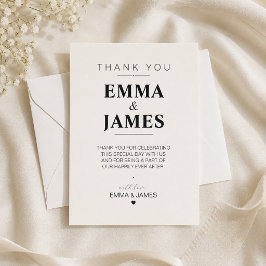 Tarjeta de agradecimiento de boda minimalista edit