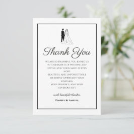 Tarjeta de agradecimiento de boda minimalista en b