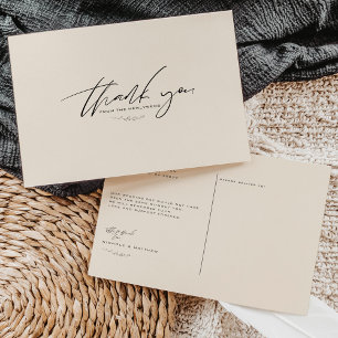 Tarjeta de agradecimiento de boda minimalista en c