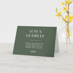 Tarjeta de agradecimiento de boda minimalista esca