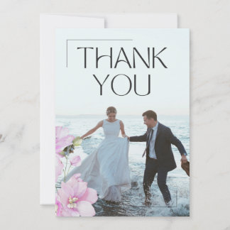 Tarjeta de agradecimiento de boda minimalista flor