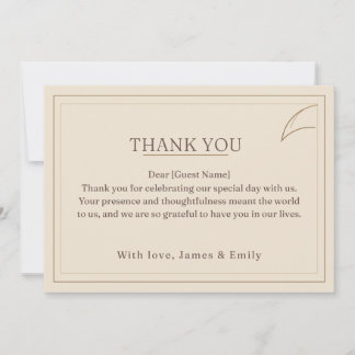 Tarjeta de agradecimiento de boda minimalista marf