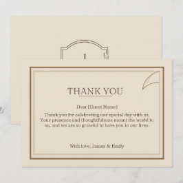 Tarjeta de agradecimiento de boda minimalista marf