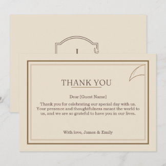 Tarjeta de agradecimiento de boda minimalista marf