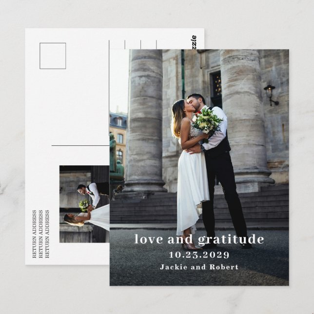 Tarjeta de agradecimiento de boda minimalista mode (Anverso / Reverso)