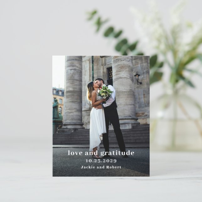 Tarjeta de agradecimiento de boda minimalista mode (Anverso de pie)