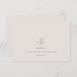 Tarjeta de agradecimiento de boda minimalista rosa