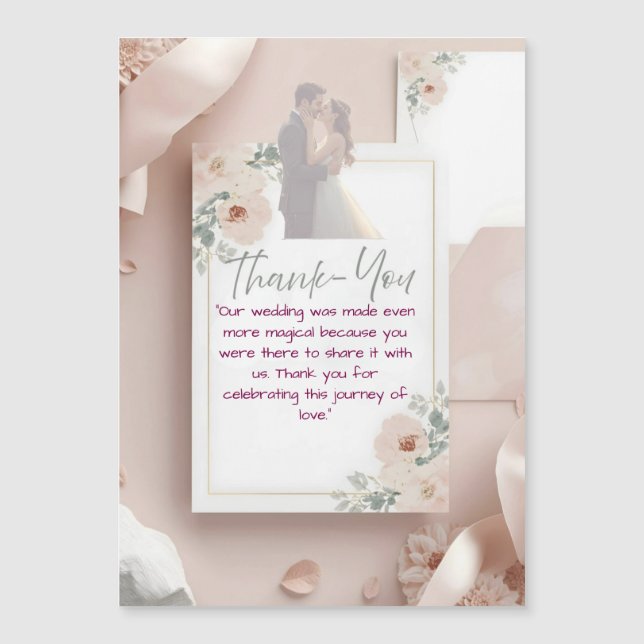 Tarjeta de agradecimiento de boda moderna Blush &  (Anverso)