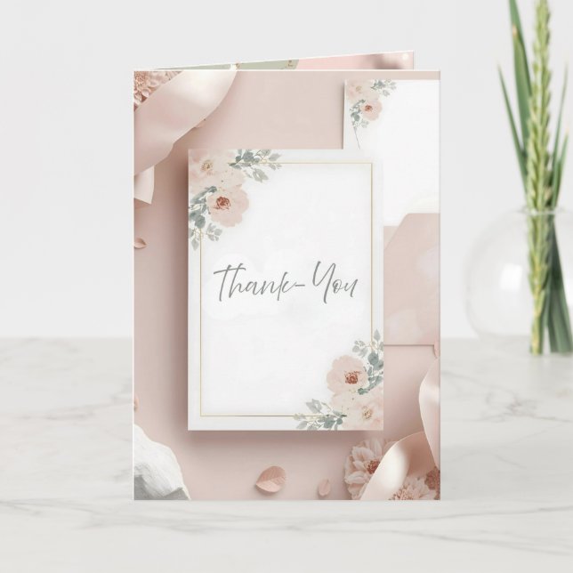 Tarjeta de agradecimiento de boda moderna Blush &  (Anverso)