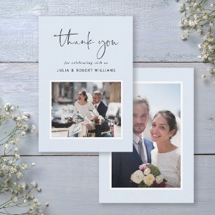 Tarjeta de agradecimiento de boda moderna con 2 fo