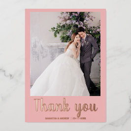 Tarjeta de agradecimiento de boda moderna con 2 fo