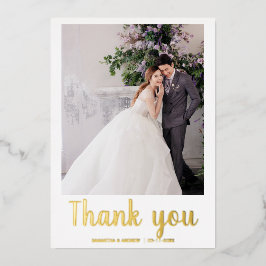Tarjeta de agradecimiento de boda moderna con 2 fo
