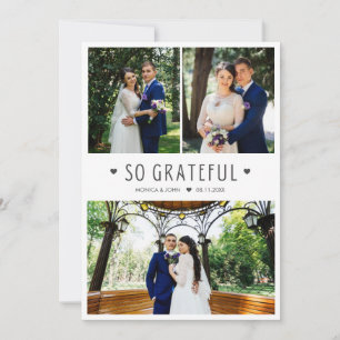 Tarjeta de agradecimiento de boda moderna con foto
