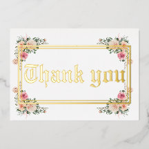 Tarjeta de agradecimiento de boda moderna con hoja