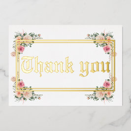 Tarjeta de agradecimiento de boda moderna con hoja