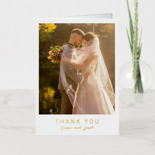 Tarjeta de agradecimiento de boda moderna con lámi