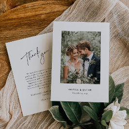 Tarjeta de agradecimiento de boda moderna elegante