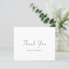 Tarjeta de agradecimiento de boda moderna en blanc
