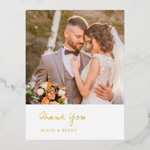 Tarjeta de agradecimiento de boda moderna minimali