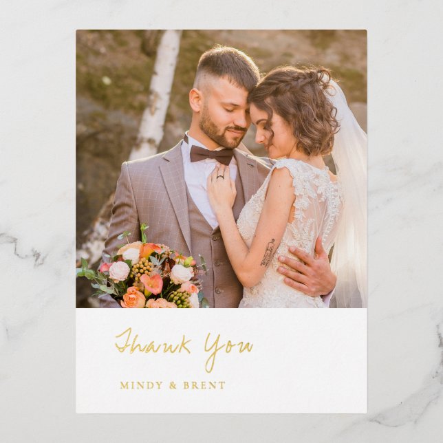 Tarjeta de agradecimiento de boda moderna minimali (Anverso)