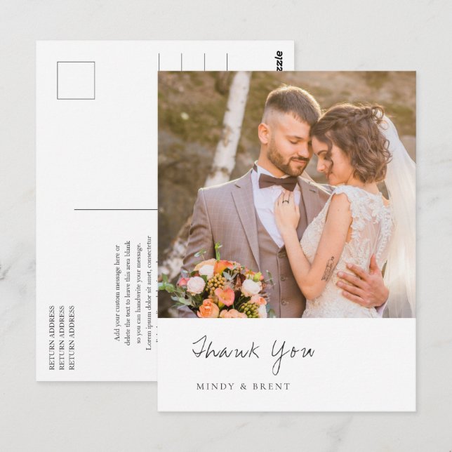 Tarjeta de agradecimiento de boda moderna minimali (Anverso / Reverso)