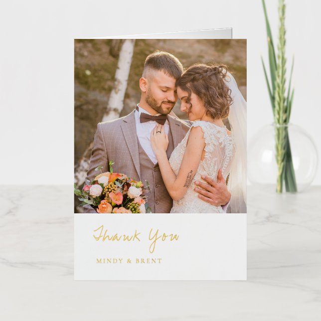 Tarjeta de agradecimiento de boda moderna minimali (Anverso)